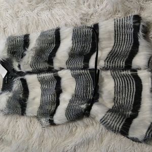 NEW Derek Heart Foe Fur Stripe Black & White Vest